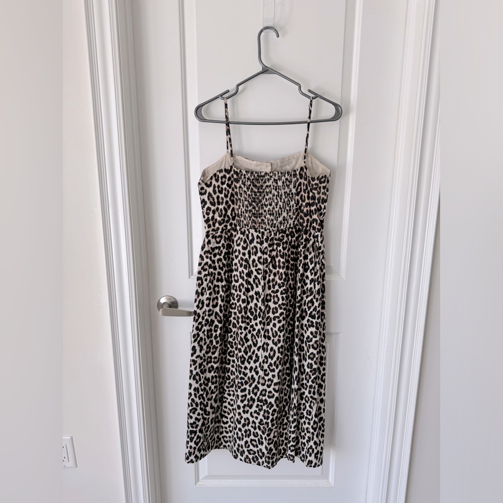 NWT - H&M Linen Midi Leopard print dress-  stretch back! Size S but will fit M!